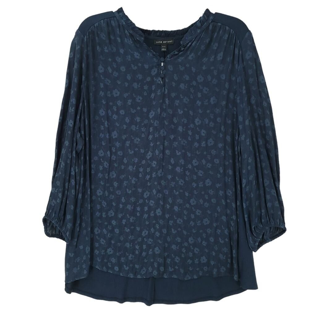 Lane Bryant Navy Floral Lightweight Blouse 14/16